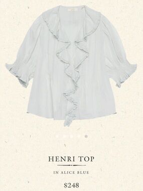 Doen Henri Ruffle-Trim Blouse in Alice Blue